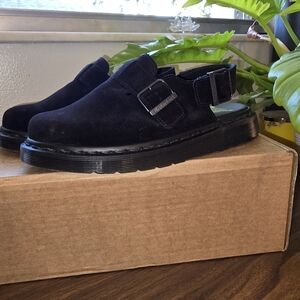 Black Suede Doc Martens Clogs NEW
